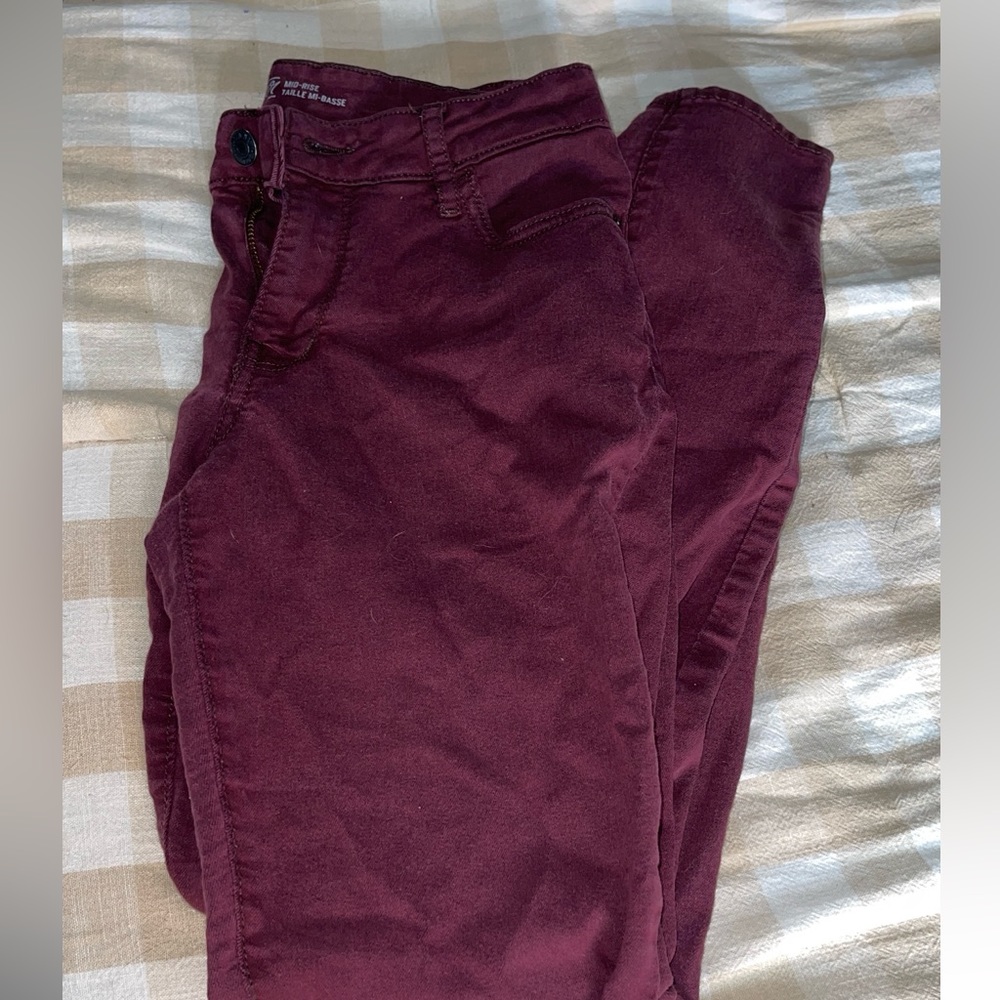 Maroon plain jeans size 6
